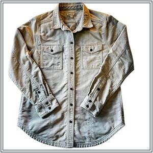 TOAD&CO Womens Morrison Long Sleeve Button Up Shirt Light Gray M Organic Cotton